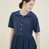 CHIQUITA Round Sleeveless Dress (Linen) Blue 242204Sbl