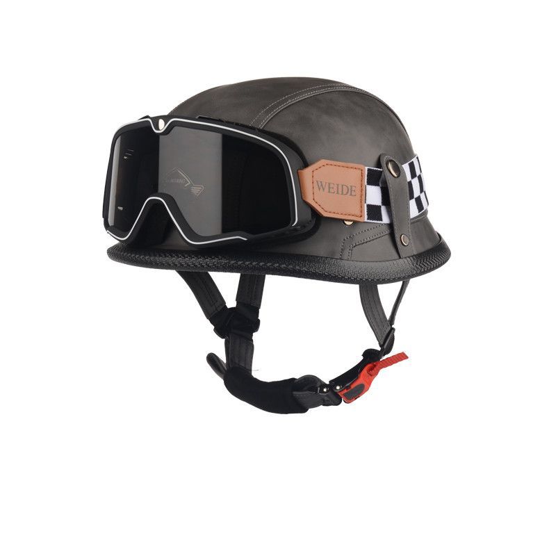 Pedal German Steel Helmet Cruise Retro Half Helmet Harley Men Motorcycle Helmet Motorcycle Floating Helmet Soldier Steel Helmet Leather Helmet
