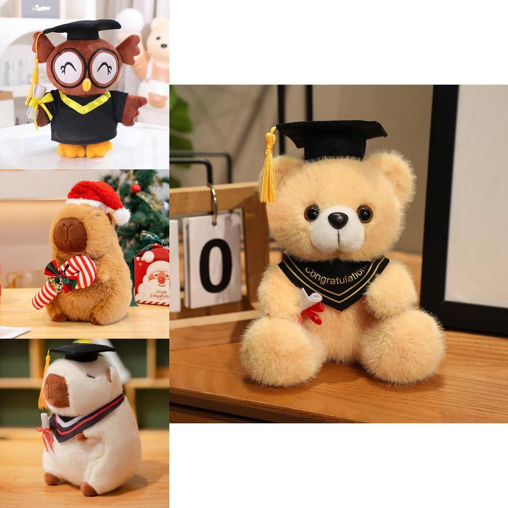 Capybara Graduation Plush Toy With Pp Cotton Filling For Commemorative Gift And Collectors Souvenir