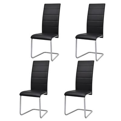 Vidaxl Dining Chairs, Cantilever, 4 Pcs, Black, Faux Leather