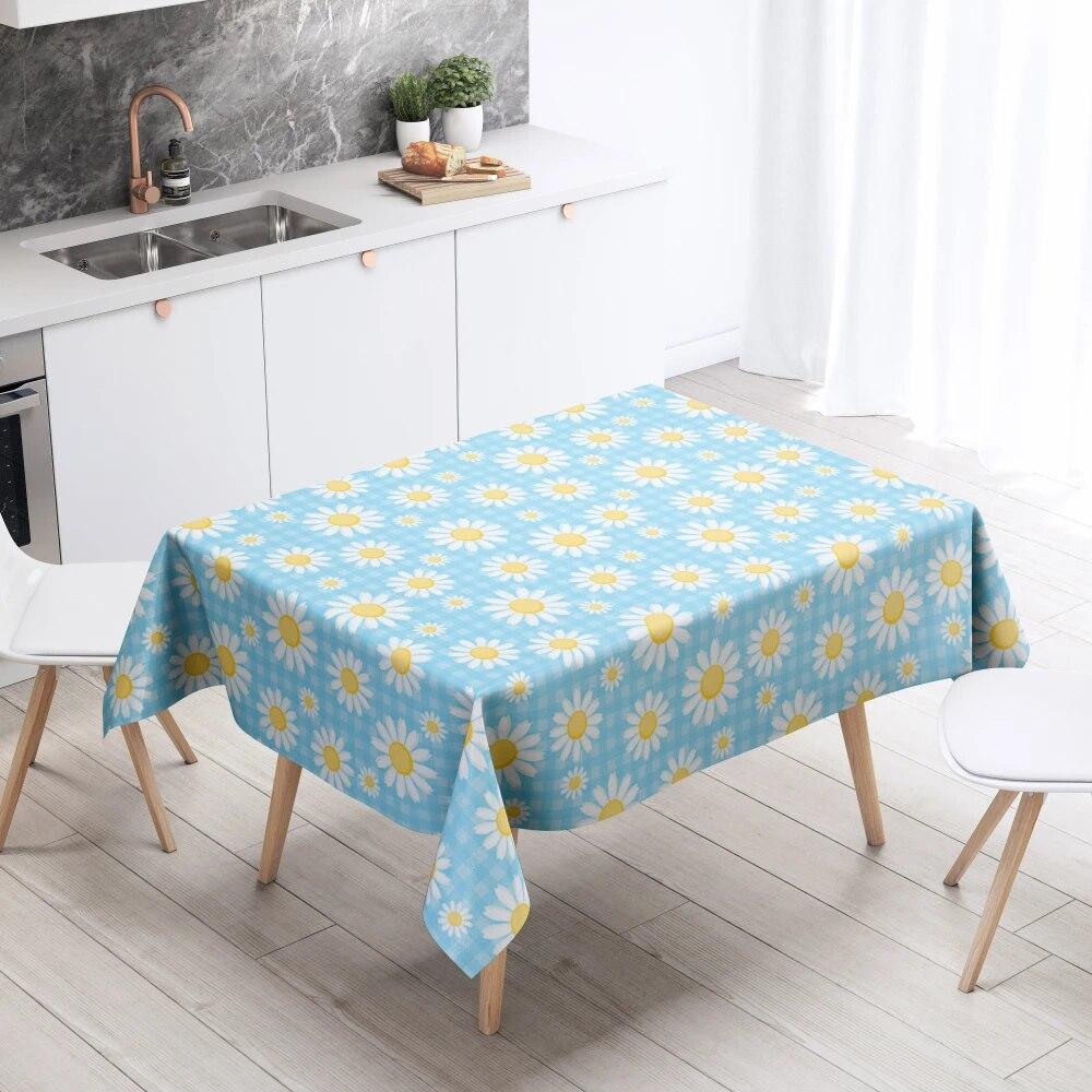 Cartoon Floral Tablecloth Home Decor Anti-Stain Waterproof Table Decoration Rectangular Kitchen Fireplace Countertop