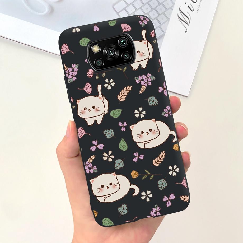 Pro Xiaomi Poco X3 Pro Pouzdro Poco X3 NFC Kryt Květina Roztomilý Kočka Malba Nárazník Skořápka Na PocoX3 X3Pro x3nfc Měkký Luxusní Silikon