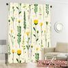 Set Of 2 Flat Printing Curtains Without Rod Floral Greenery Design April Fools Is Day Holiday Durable Polyester Made
