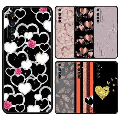 Gold Rose Love Heart For Realme GT Neo 2 3 3T 5 Phone Case 12 11 5G 10 9 8 5G 7 6 GT5 GT3 GT2 Pro Plus C21 C11 C25 C35 Cover