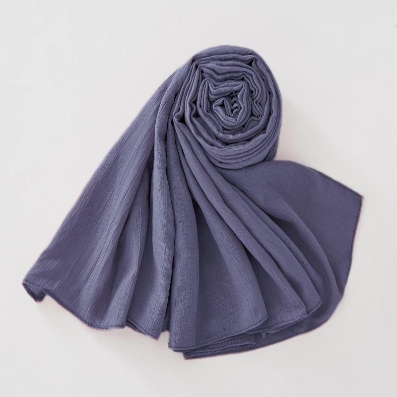 New Breathable Crumpled Scarf For Women Girls Solid Scarves Soft Cotton Wrinkle Pashmina Shawl Foulard Winter Warm Wrap Shawls