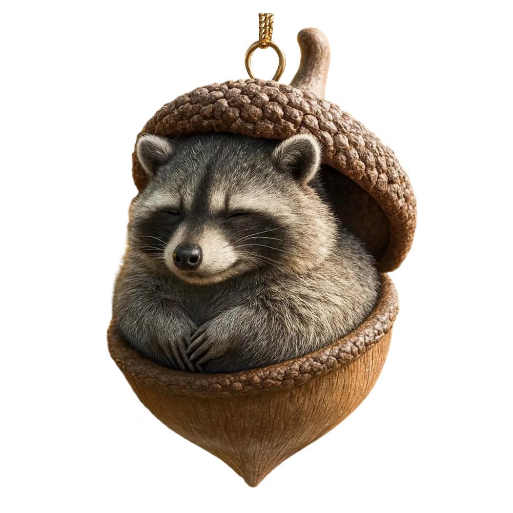 Forest Animal Acorn Ornaments 2D Acrylic Woodland Creature Hanging Ornament for Nature Lovers