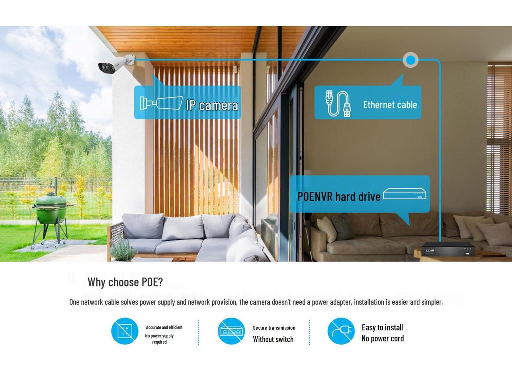 Zhoushi 8MP POE Full-Color Outdoor Camera HD Network Monitoring Kit