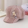 Sweet Button Love Plaid Octagonal Beret Women'S Big Head Circumference Show Face Small Fashion Versatile Newsboy Painter Hat