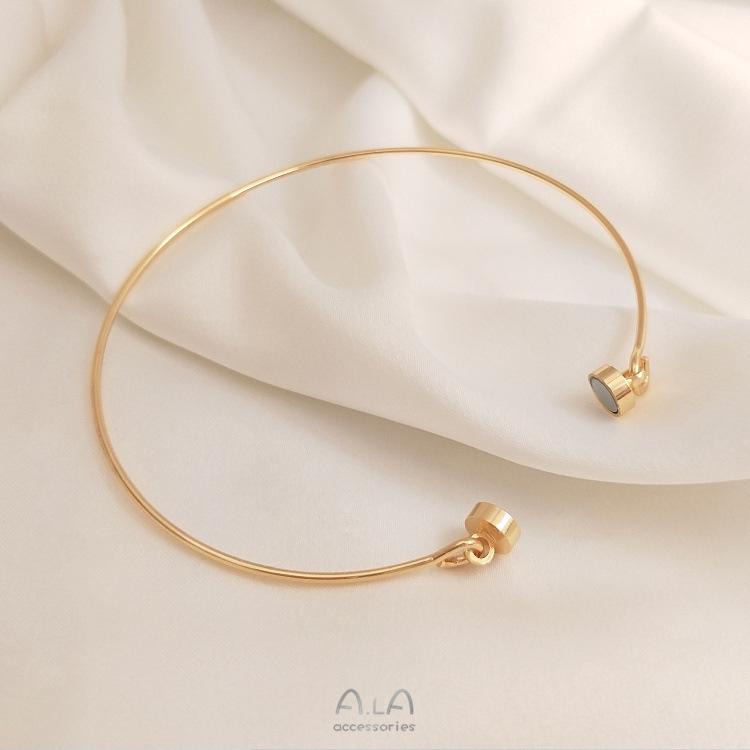 14K Gold-Filled Runder Armreif mit farberhaltendem Magnetverschluss - Einfaches handgefertigtes Mode-Armband