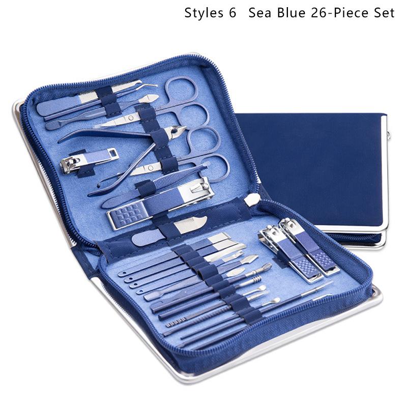 7/9/10/12/16/18/22/26pcs Nail Knife Set Stainless Steel Beauty Set Zipper Bag Manicure Knife Planer Nail Pliers Manicure Tools