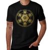 Metatrons Würfel gold heilige Geometrie Unisex Mandala esoterisches Symbol Kabbala T-Shirt Lässig All-Match T-Shirt für Unisex