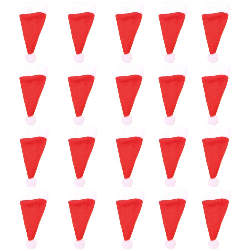 Mini Christmas Hats Silverware Holders,Tableware Knife Fork Spoon Storage Bag Wine Bottle Xmas Hat Ornaments for Christmas Decor