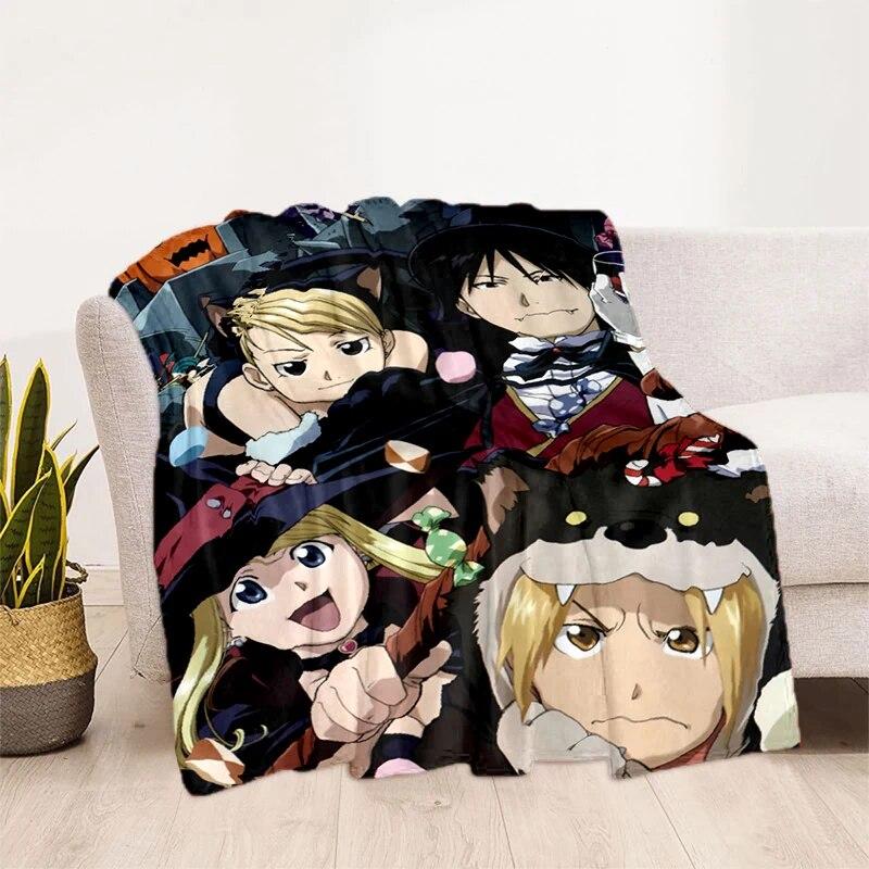 Fullmetal Alchemist Soft Plush Sofa Bed Throwing Cartoon Picnic Thin Blankets Modern Flannel  Cover Gedruckt Bettdecke Geschenk