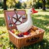 Resin Goose Ornament Desktop White Goose Statue Mini Goose Figurine for Home Office Tabletop Potted Plant Decor