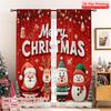 Set Of 2 Flat Printing Christmas Scene Curtain Santa Claus Reindeer Durable Polyester Fabric Without Electricity Holiday Made