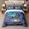 Unicorn Theme Custom Text Or Name 3Pcs Bedding Set 1 Flat Sheet & 2 Pillowcases Personalized Home Bedding