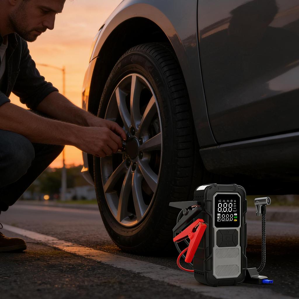 Car Battery Jump Starter 12V 4000A Power Bank Battery Jump Starter For Outdoors For Inflating Tires Long Trips Urban Road