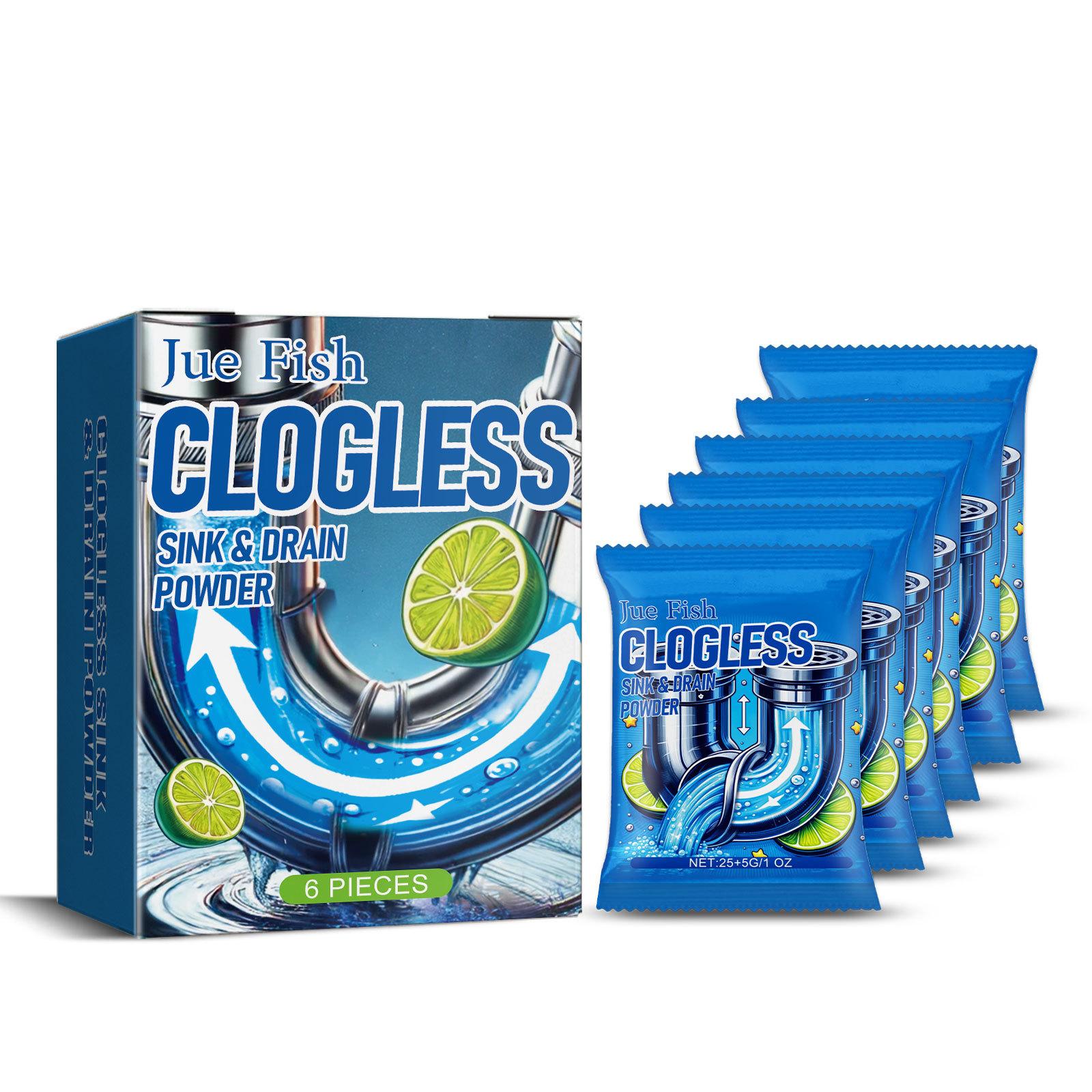 

Порошок для прочистки труб Jue-Fish, очищающий, растворяющий, дезодорирующий порошок для удаления масляных засоров в канализационных стоках 6pcs