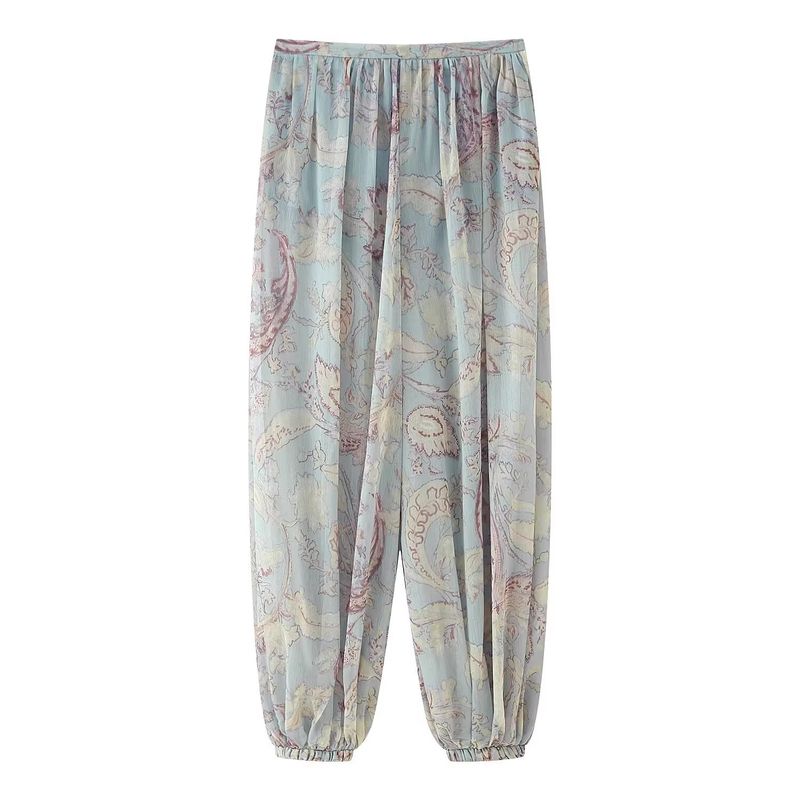 Summer New Product Women's Clothes Pleated Decoration Mid-Waist Elastic Decorative Layer Fluffy Pants Foot Flower Bloomers 3285007