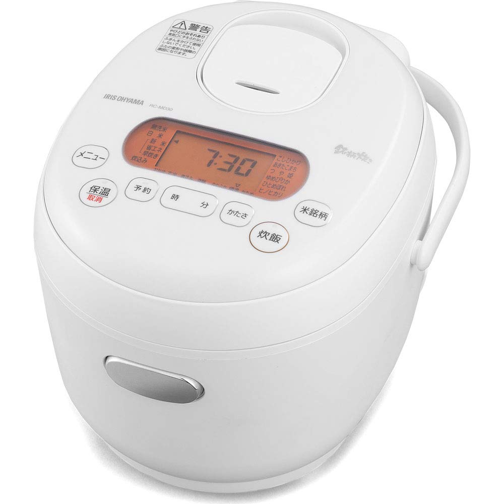 Iris Ohyama Rice for with cooking White RC-MD30 Cooker, 3-cup capacity, single-person households, brand-specific function,