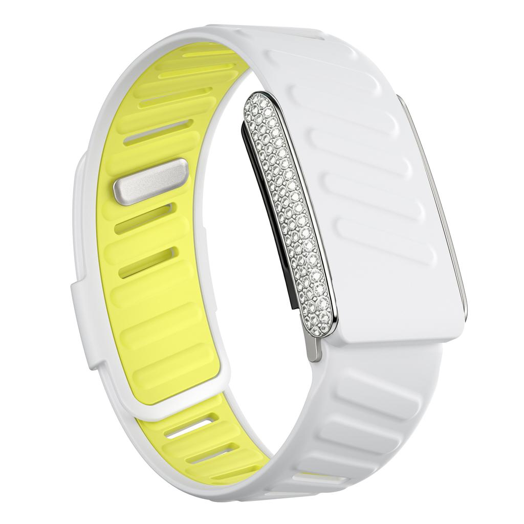 SportFlex Band For WHOOP 5.0 ECG-MG Wrist Band Casual Wristband with Full-Diamonds Bright Silver Metal U-Frame for WHOOP 5.0 One+Peak Silicone Strap