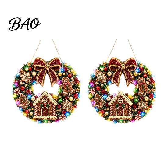 Holiday Gift for Friends 2Pcs Pearl Diamond Christmas Ornament Set, 2D Acrylic Glitter Hanging Ornaments Decor with Ribbon, Festive Tree Pendant Party