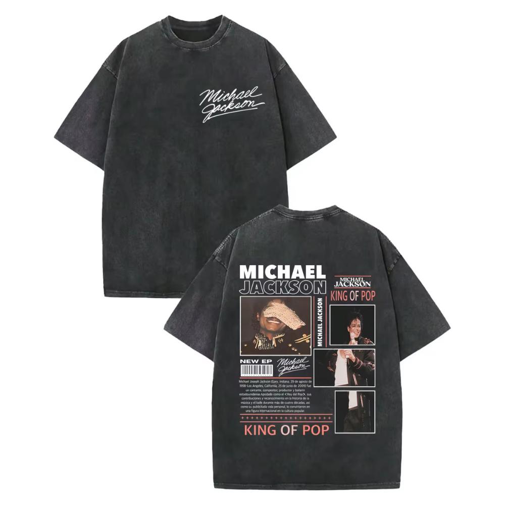 

Rock Singer Michael Jackson Graphic T Shirts Mens Women High Quality Vintage Washed Tshirt Summer Casual Loose Cotton Tshirts M