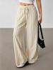 Elegant Loose Striped Lace-up Wide-leg Casual Pants