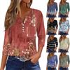 Ladies Casual Fashion V-neck Loose Versatile Floral Print Three-quarter Sleeves