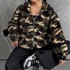 European & American Double-sided Camouflage Plush Zipper Hooded Women's Autumn/Winter Cardigan Coat