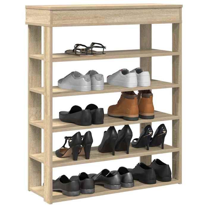 VidaXL Étagère à chaussures chêne sonoma 80x30x98 cm bois d'ingénierie, rangement de chaussures, armoire de rangement de 859934