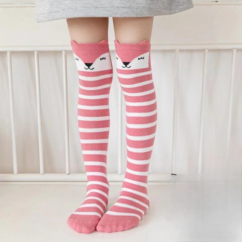 Children Knee High Socks Baby Kids Cartoon Animal Long Cotton Socks for Girls Boys Toddler School Striped Child Trendy