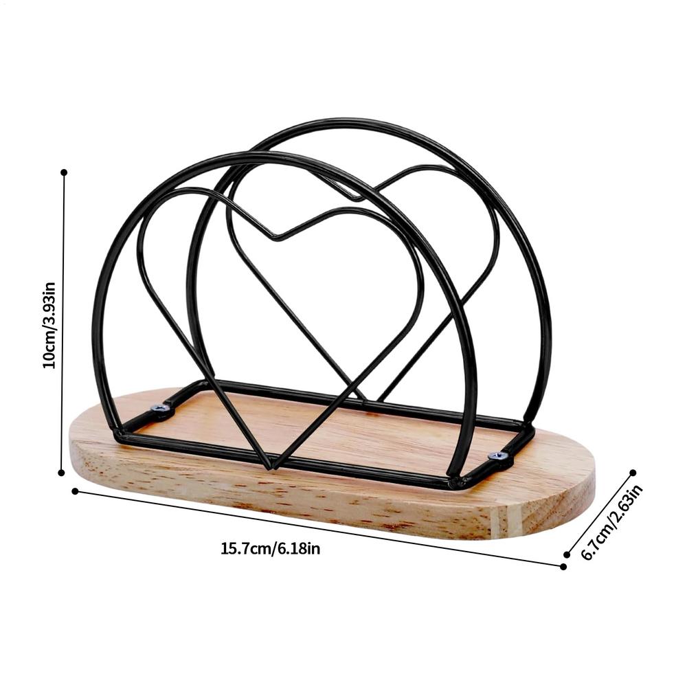 

Napkin Holder for Table Iron Wooden Base Bar Decor Dinner Napkin Holder Desk Decor for Home Bedroom Living Room Bathroom Shelf чорний