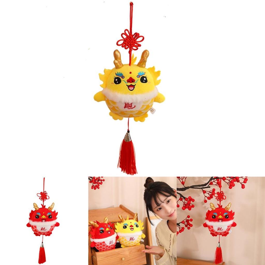 Fluffy Dragon Stuffed Animal Plush Toy Cartoon Style Red Fortune Dragon Lucky Dragon