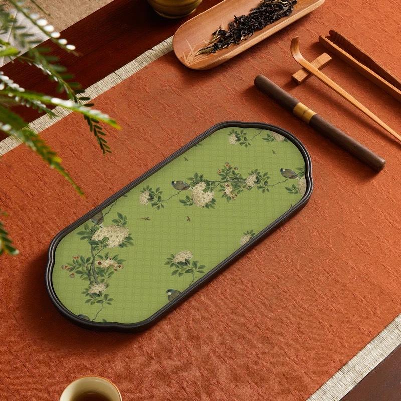 Quick Dry Absorbent Tea Tray - Chinese Style Compact Tea Sea Dry Practice Board  & Pot Holder