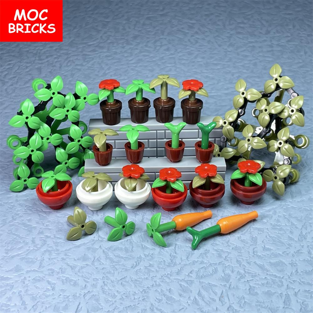 MOC Bricks Plant Stem Leaves Arm Mechanical 37695 30377 Wall Flower Building Blocks Action Educational Assembled Toys Kids Gifts