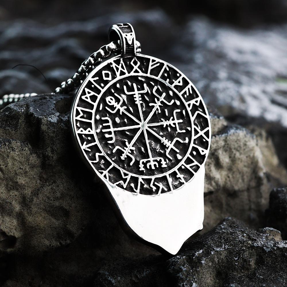 Men's Stainless Steel Viking Pendant - Double-Sided Nordic Retro Charm