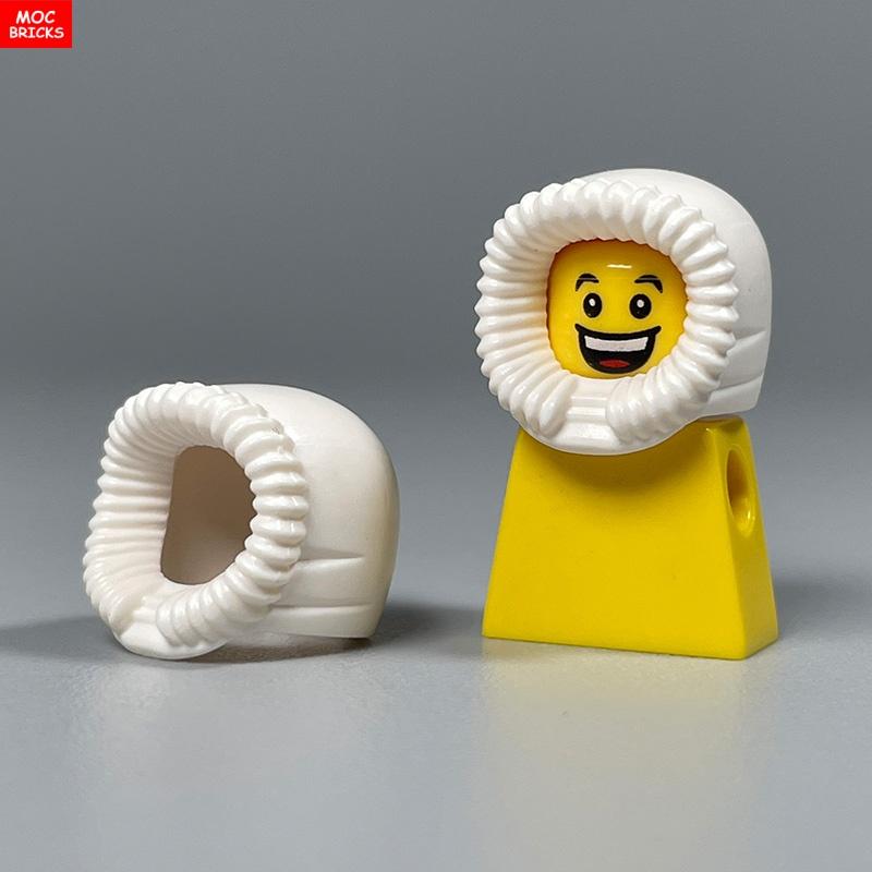 MOC Blocks White Down Cap Hat Headgear Ideal For 4cm Figure Wear Artificial leather Cape Soldier Cloak Learning Construction Bricks Toy