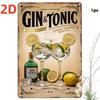 Vintage Gin Tonic Metal Wall Art Sign Pc Iron Poster Citrus Ice Slice Design for Home Bar Cafe Garage Ideal Party Gift