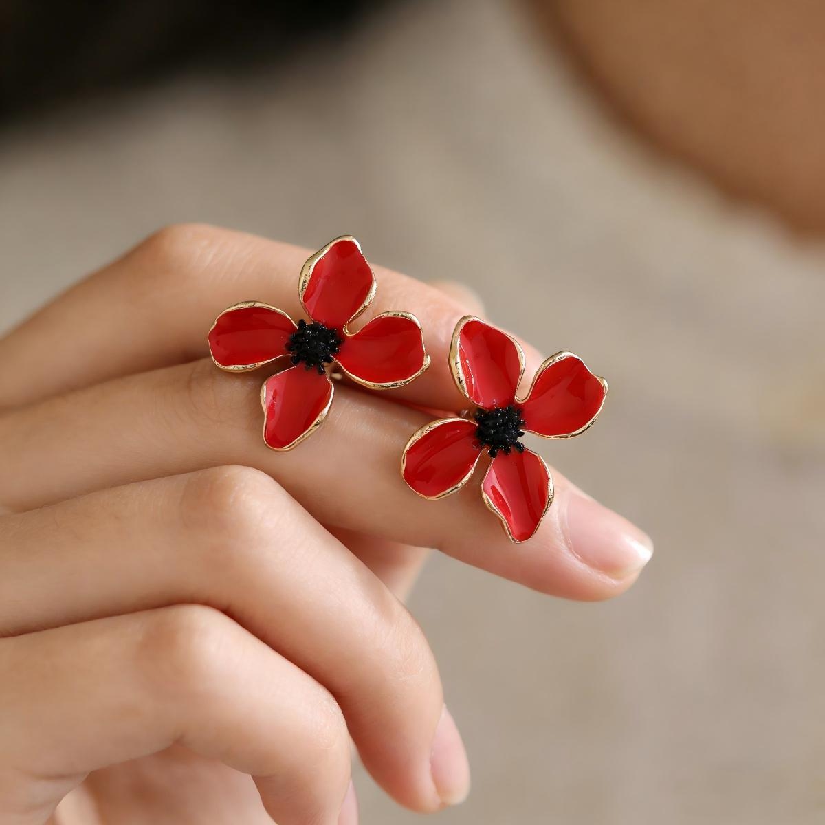 Japanese Cute Acrylic Flower Candy Color Earrings for Women