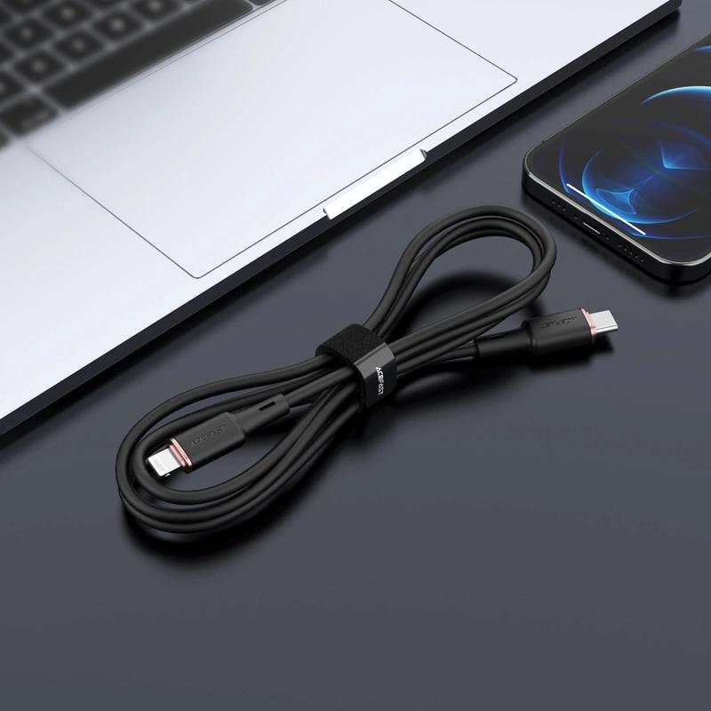 Acefast Kabel Mfi Usb Typ C - Lightning 1,2M, 30W, 3A Czarny (C2-01 Black)