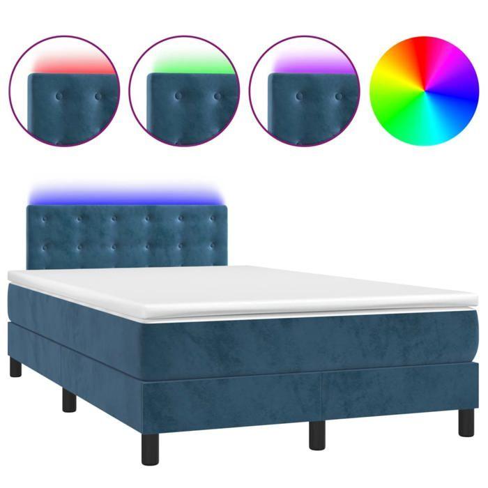 Maison Exclusive - Sommier à lattes de lit avec matelas LED Bleu foncé 120x200 cm