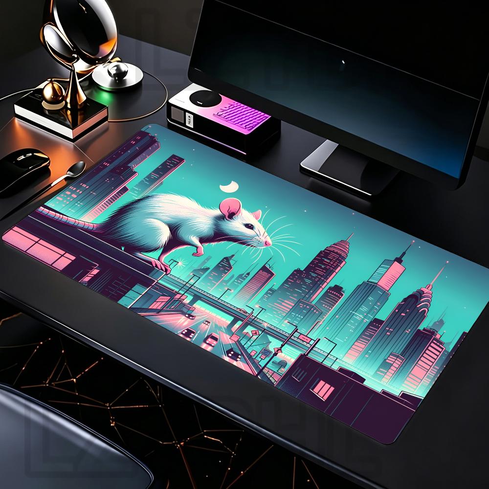 Retro Neon City Large Gaming Mouse Pad Non Slip Rubber Extended Keyboard Desk Mat for PC Gamer Home Office Table Decor Mousepad