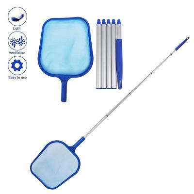 Standard Swimming Pool Cleaning Kit: 5-Section Aluminum Pole with Detachable Shallow Water Leaf Skimmer Net