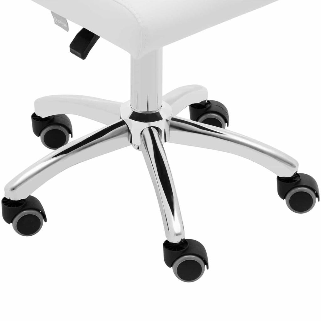 Ilanz White Cosmetic Stool With Backrest On Wheels Up To 150 Kg