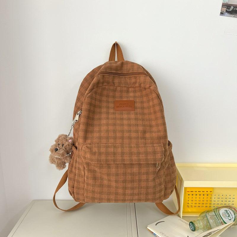 Schoolbag Japanese Campus Autumn and Winter Retro Plaid Backpack Junior High School Schoolbag Niche Large Capacity College Student Class Backpack