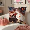 Game Genshin Hu Tao Cushion Cover Pillowcase Short Plush Invisible zipper Room Sofa Cushion Cover
