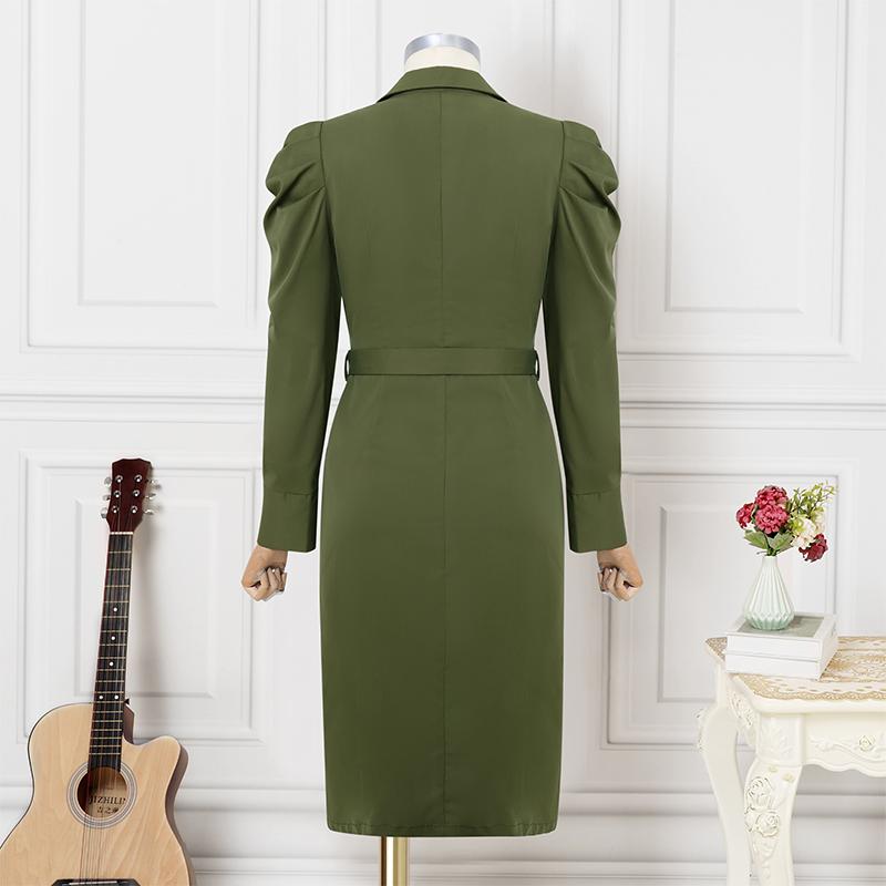 ZANZEA Women Casual Turn Down Collar Long Sleeve Solid Dress