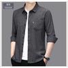 Smooth Anti-pilling Mulberry Silk Men's Long-sleeved Shirt Spring and Autumn New Striped Shirt No Ironing