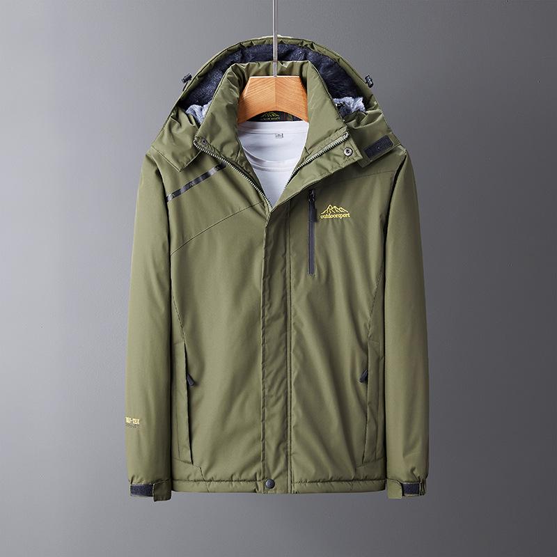 Autumn and Winter Waterproof Jacket Men's Outdoor Fleece Thermal Jacket